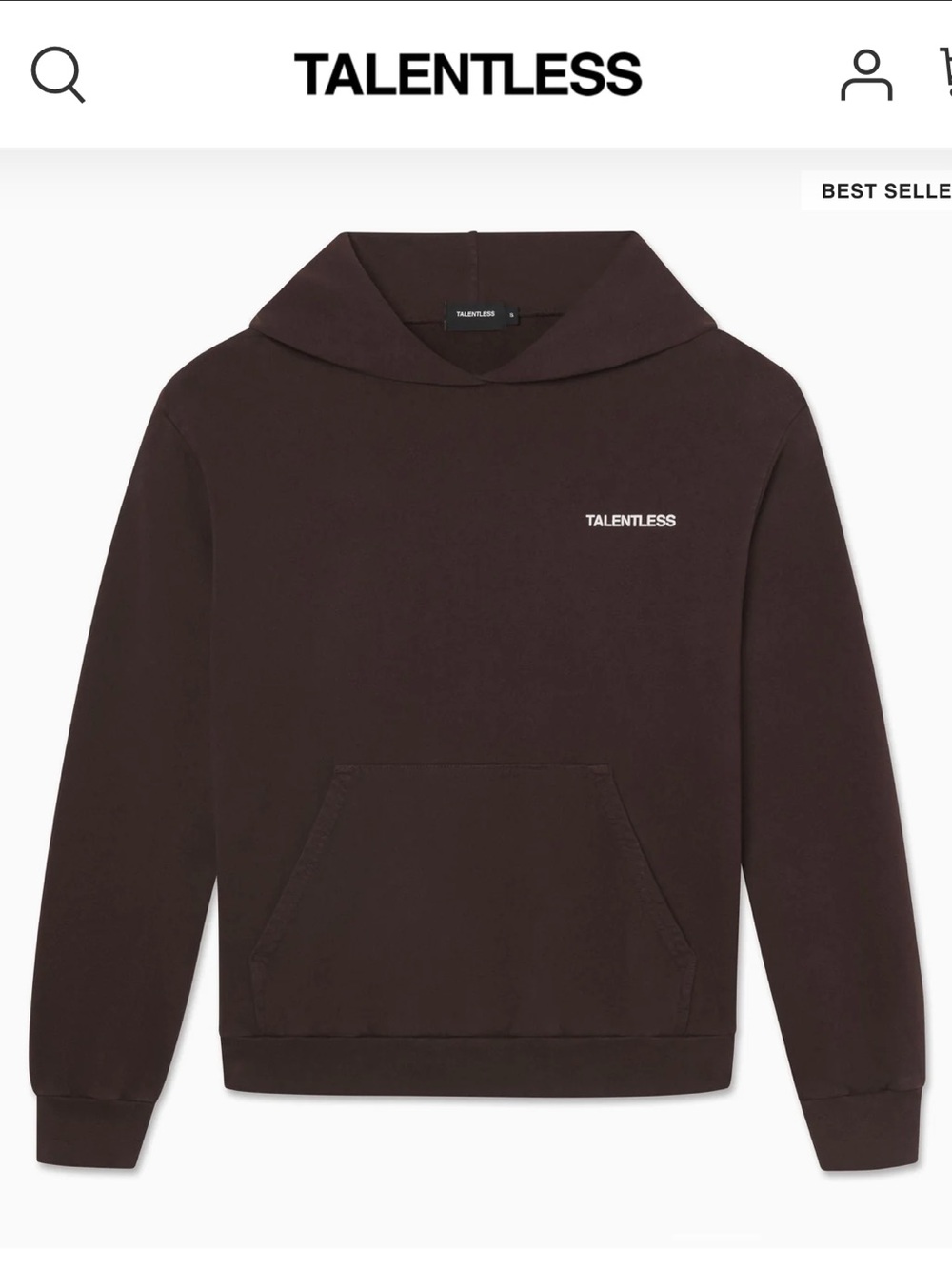 TALENTLESS Dark Brown Minimal Logo Hoodie